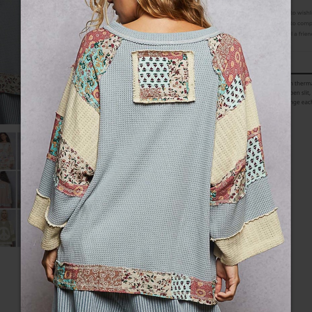 Pol Multicolor Patchwork Long Sleeve Tee - image 2